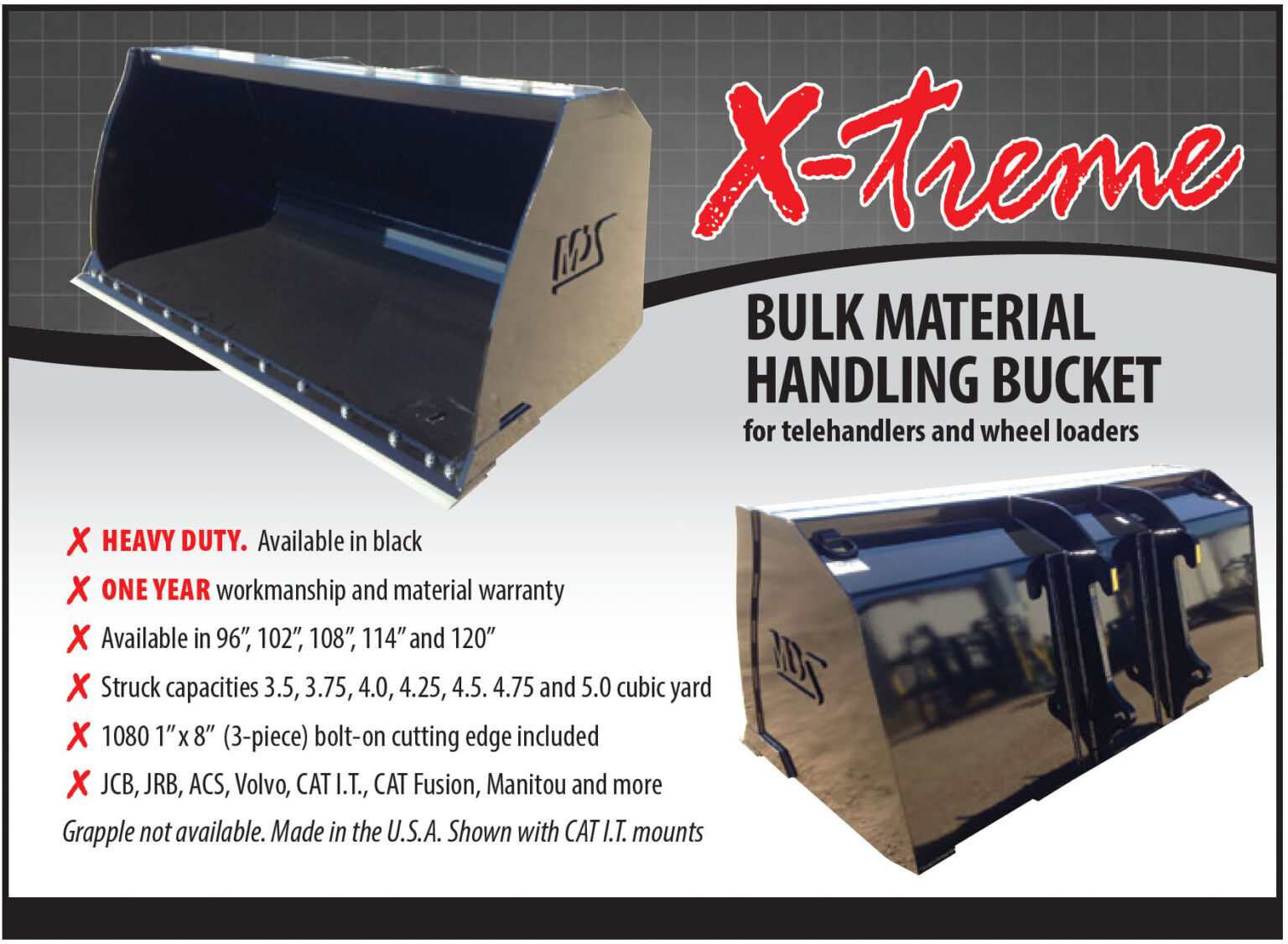 Buckets High Volume for Wheel Loaders MDS Manufacturing