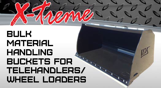 X-treme bulk material buckets for tele handlers and wheel loaders